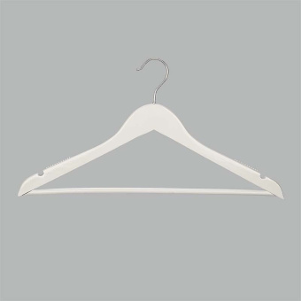 Плечики из дерева для одежды, с перекладиной, L445 мм - C30N-T150W(бел/хром)