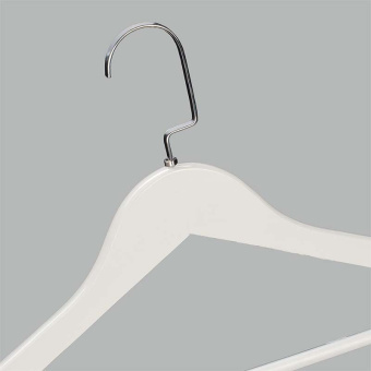 Плечики деревянные для одежды с перекладиной, L445 мм - C30N/1-T150W(бел/хром)