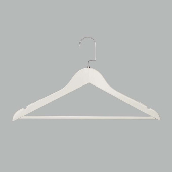 Плечики деревянные для одежды с перекладиной, L445 мм - C30N/1-T150W(бел/хром)