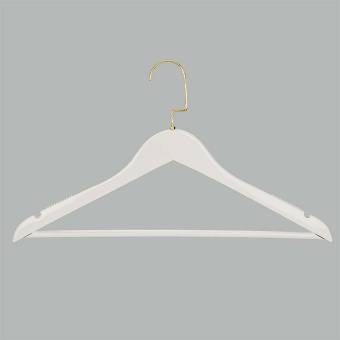 Плечики деревянные для одежды с перекладиной, L445 мм - C30N/1-T150W(бел/зол)