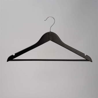 Плечики из дерева для одежды, с перекладиной, L445 мм - C30N-T150B(черн/хром)