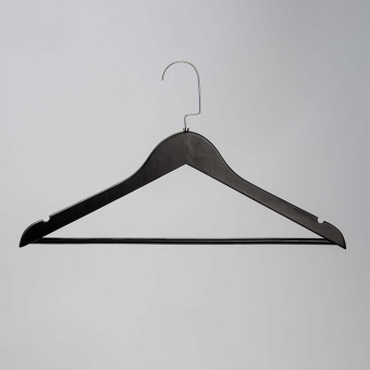 Плечики из дерева с перекладиной для одежды, L445 мм - C30N/1-T150B(черн/хром)