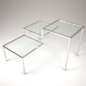 Стол трехъярусный (прозрачное стекло), L1180 мм - NRG.007.NS.GL