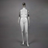 Манекен женский абстрактный в полный рост, H1760 мм - FAM-05/A-1(бел/хром)