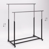 OMV-002.PR \ Вешало регулируемое двурядное, черное, H1200-1750 мм - VHL.016.V2.CH.22450.4N100
