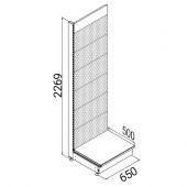 SK033 \ Стеллаж пристенный без полок, L650 мм - SK051P