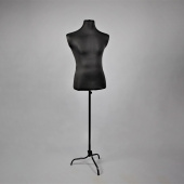 Манекен портновский мужской с опорой, цвет черный, H1600-1800 мм - К-102