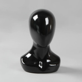 Манекен головы женский для шапок безликий, цвет черный глянец, H370 мм - Г-405М(черн)