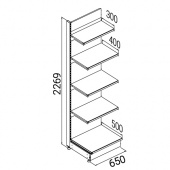 SK003P \ Стеллаж пристенный с полками, L650 мм - SK202