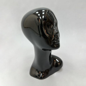 Манекен головы женский для магазина, черный глянец, H350 мм - Г-404/G2(черн)