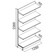SK037P \ Стеллаж пристенный с полками, L1250 мм - SK200
