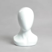 Манекен головы женский для шапок безликий, цвет белый глянец, H370 мм - Г-405М(бел)