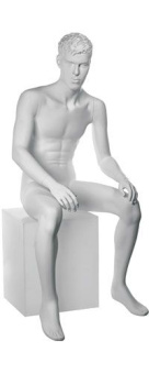 Tom Pose 07 \ Манекен мужской, скульптурный, сидячий, H1360 мм - CLS.082.WH