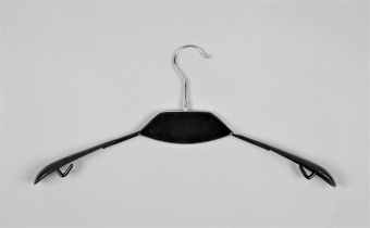 Плечики для одежды, цвет хром/черный/черное дерево, L410 мм - SHL010(черн)