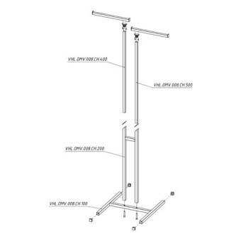 OMV-008.PR \ Вешало регулируемое двухрожковое, черный муар, H1200-1750 мм - VHL.OMV.008.CH.22450.4N100
