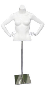 Торс женский, стилизованный, цвет белый H605 мм - MK-CLBF-B