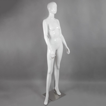Манекен женский глянец с лицом, белый, на подставке, H1810 мм - 4A-65(бел)