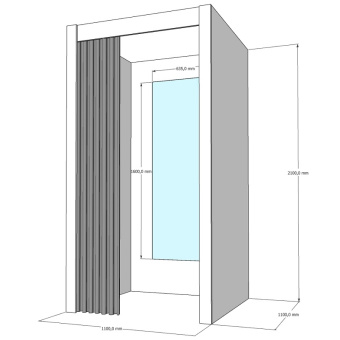 Примерочная кабина для магазина, H2100 мм - ПВЗ-1(бел/сер)