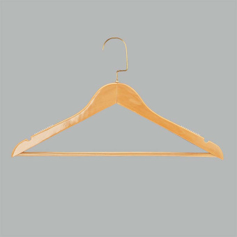 Вешалка-плечики из дерева для одежды, L445 мм - C30N/1-C33XX(светл/зол)