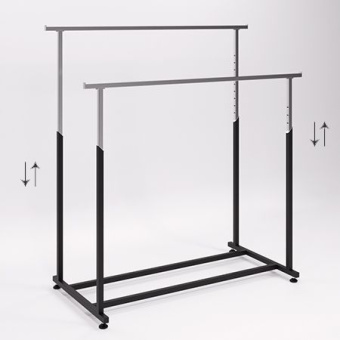 OMV-002.PR \ Вешало регулируемое двурядное, черное, H1200-1750 мм - VHL.016.V2.CH.22450.4N100