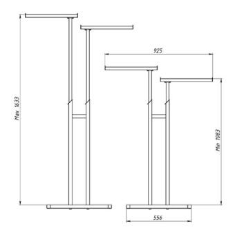 OMV-008.PR \ Вешало регулируемое двухрожковое, H1200-1750 мм - VHL.OMV.008.CH.9016MU.25